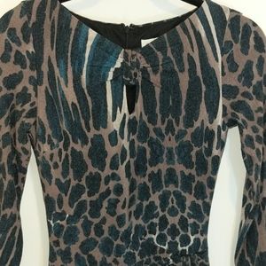 Cache Leppard animal print dress long sleeve